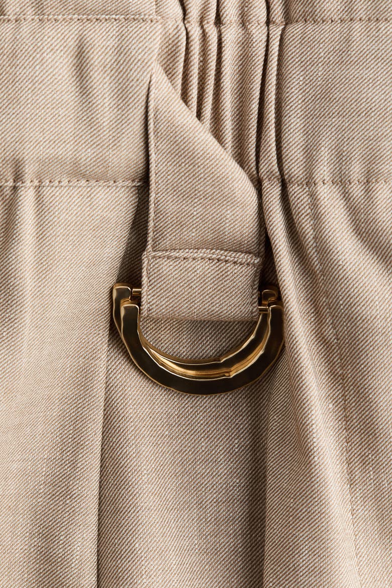 Belted Paper Bag Shorts, Alternate, color, Light taupe