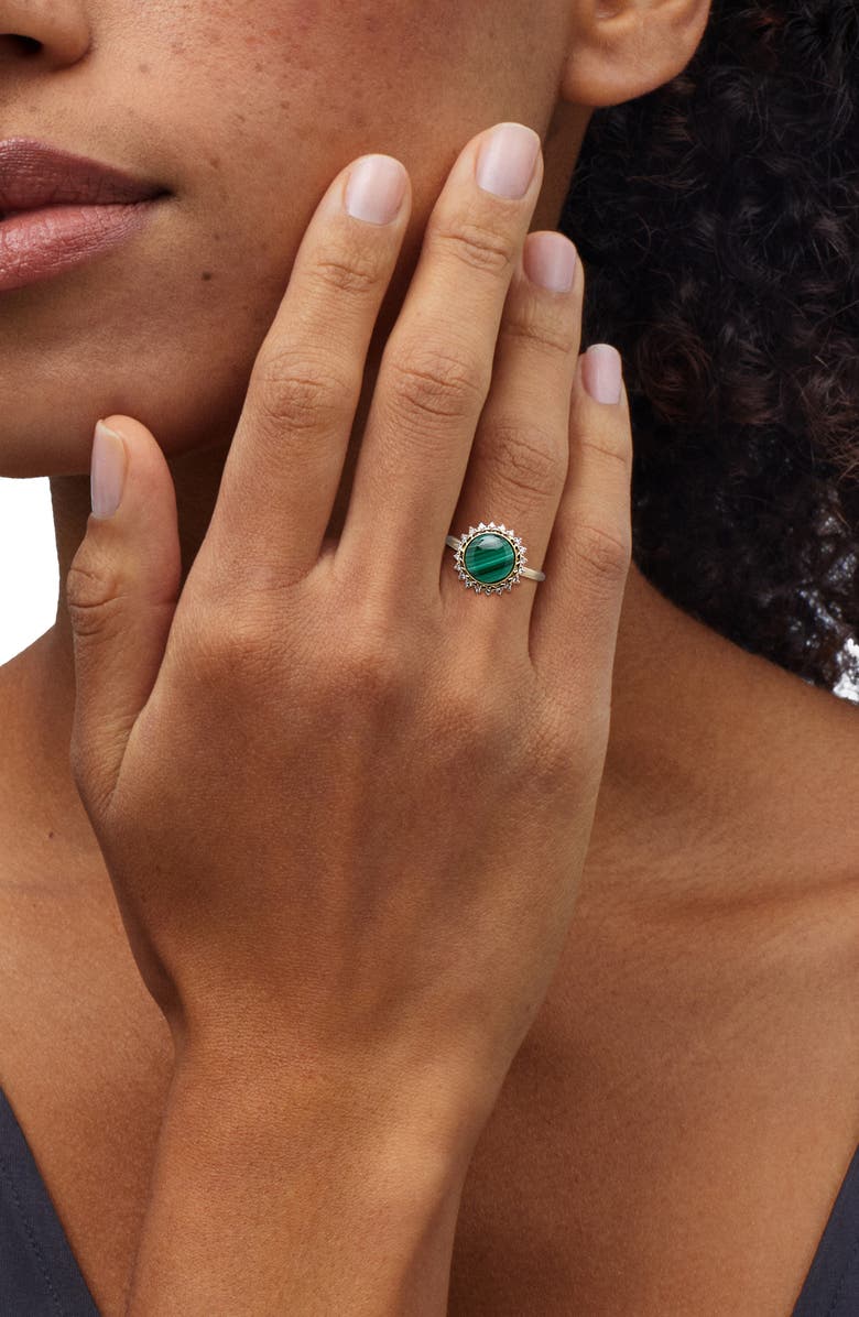 Frankie & Zoe Malachite & Diamond Ring, Alternate, color, Yellow Gold
