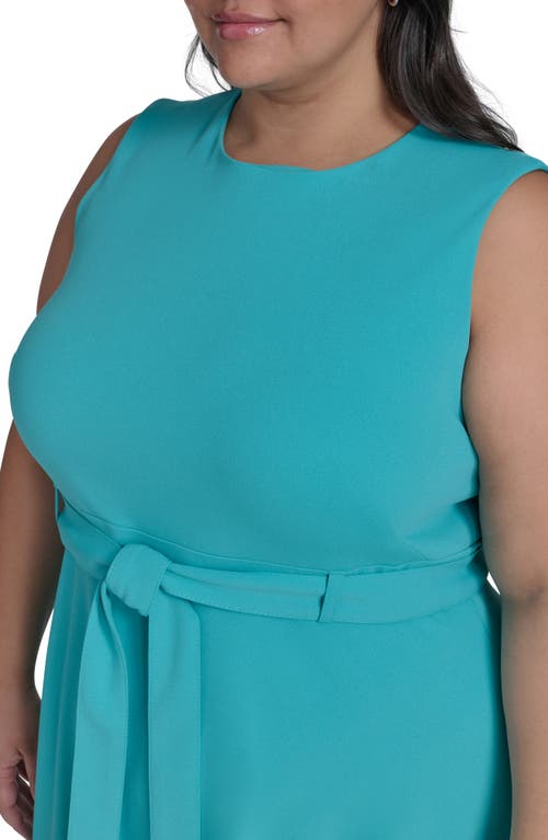 Calvin Klein Tie Scuba Crepe Midi Dress In Lake