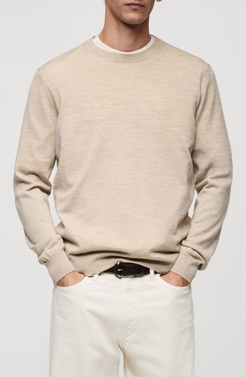 Mango Microstructure Crewneck Sweater In Beige