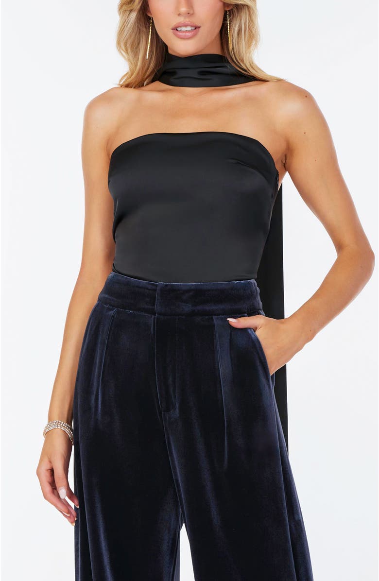 Bishop + Young Hailey Satin Scarf Top, Main, color, Black