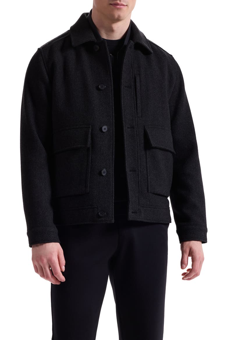 Tweed Jacket with Removable Quilted Vest, Main, color, BLACK