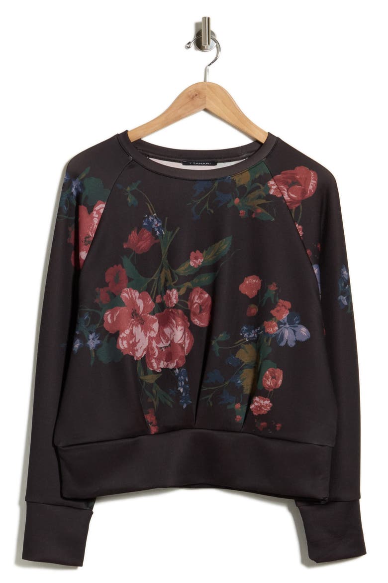 Scuba Blouson Sweatshirt, Main, color, BLACK FLORAL