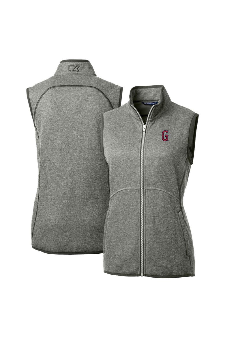 Women's Cutter & Buck  Heather Gray Greenville Drive Mainsail Sweater Knit Full-Zip Vest, Main, color, Heather Gray