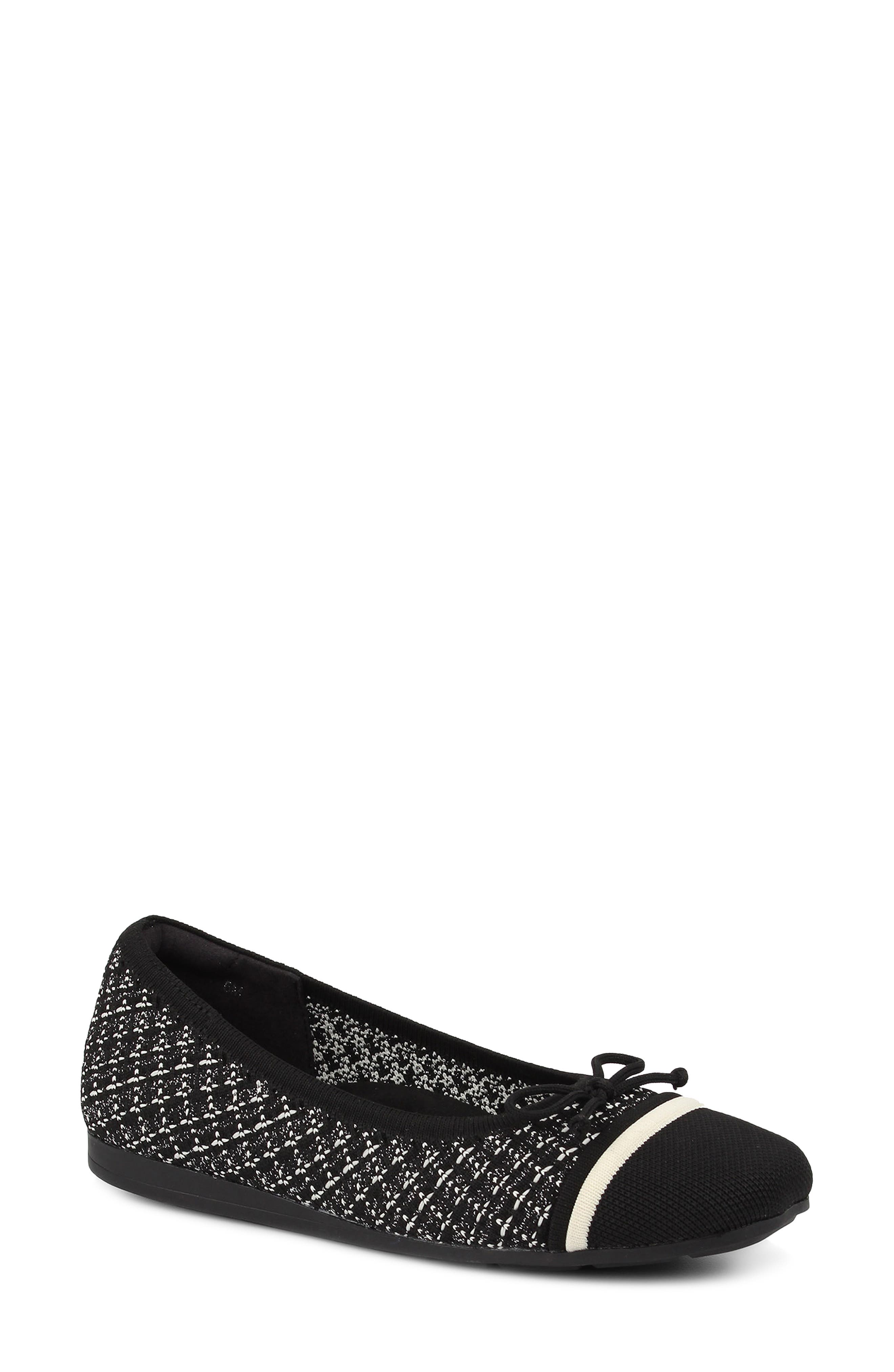 Ros Hommerson Noelle Cap Toe Ballet Flat, Main, color, Black Sparkle Knit