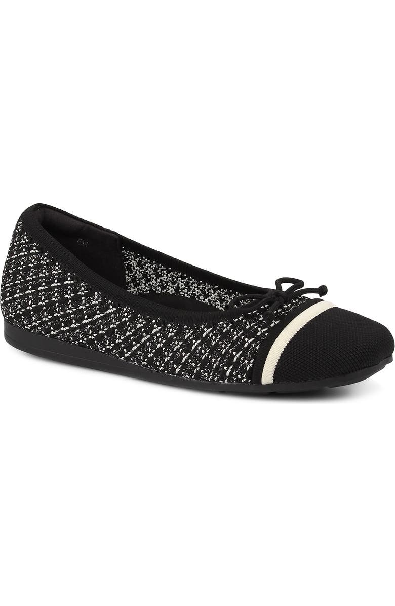 Ros Hommerson Noelle Cap Toe Ballet Flat, Main, color, Black Sparkle Knit