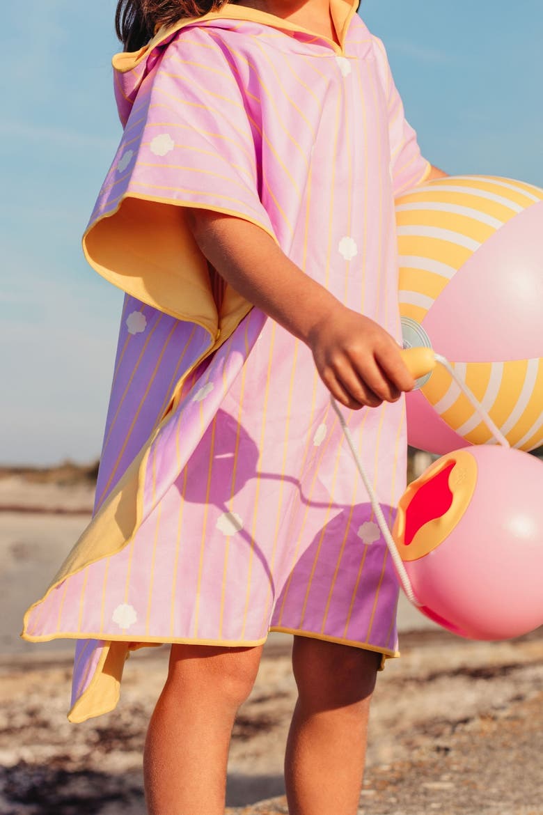 Beach Poncho Quick-Drying Microfiber Kids Towel, Alternate, color, Banana Pink