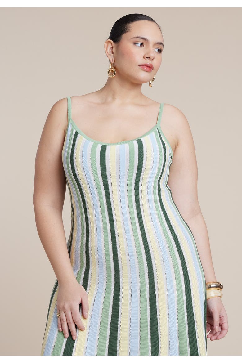 A Line Sweater Dress, Alternate, color, BASIL STRIPE