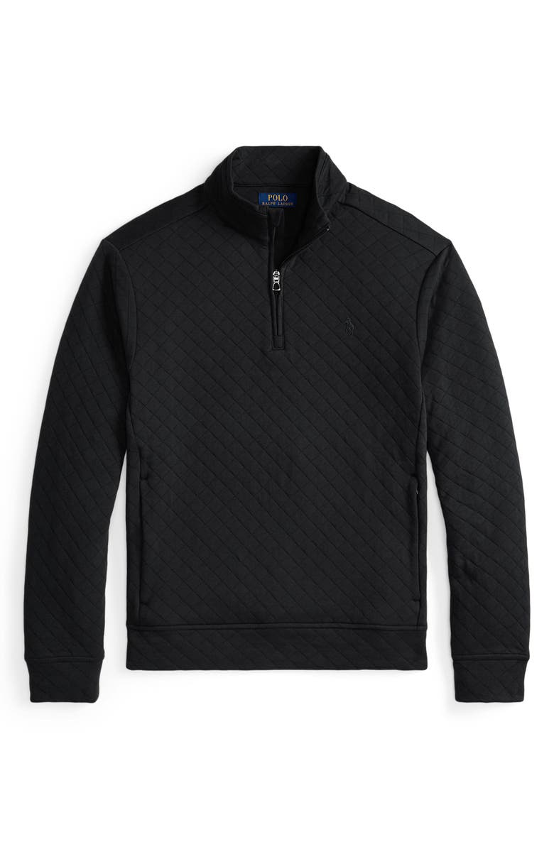 Polo Ralph Lauren Micro Quilted Cotton Quarter Zip Pullover, Alternate, color, Polo Black