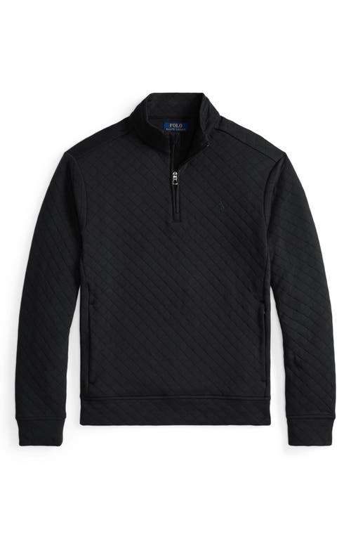 Polo Ralph Lauren Micro Quilted Cotton Quarter Zip Pullover In Black