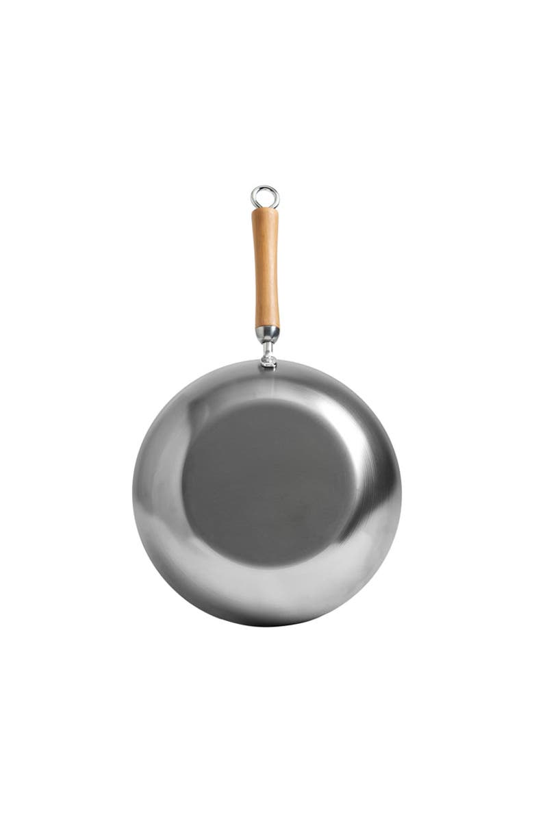 JOYCE CHEN Uncoated Carbon Steel Stir Fry Pan with Birch Handle, 12-Inch, Alternate, color, Metallic Silver