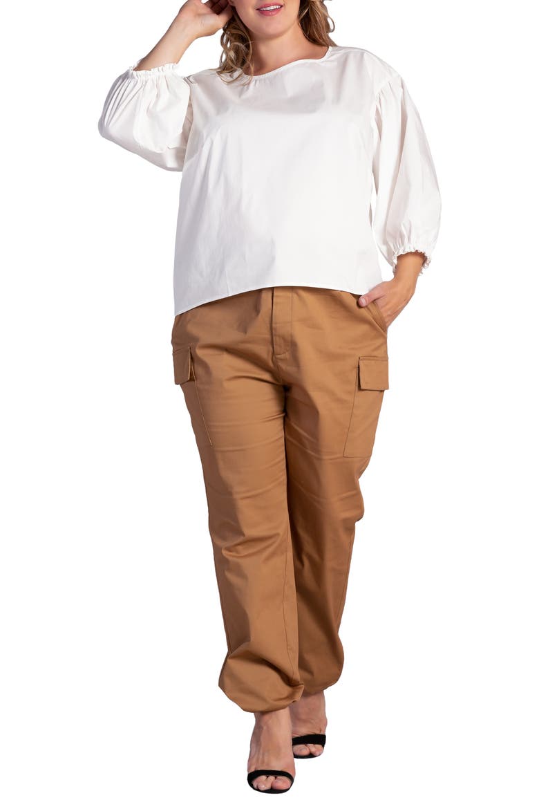 Saber Balloon Sleeve Blouse, Alternate, color, OFF WHITE