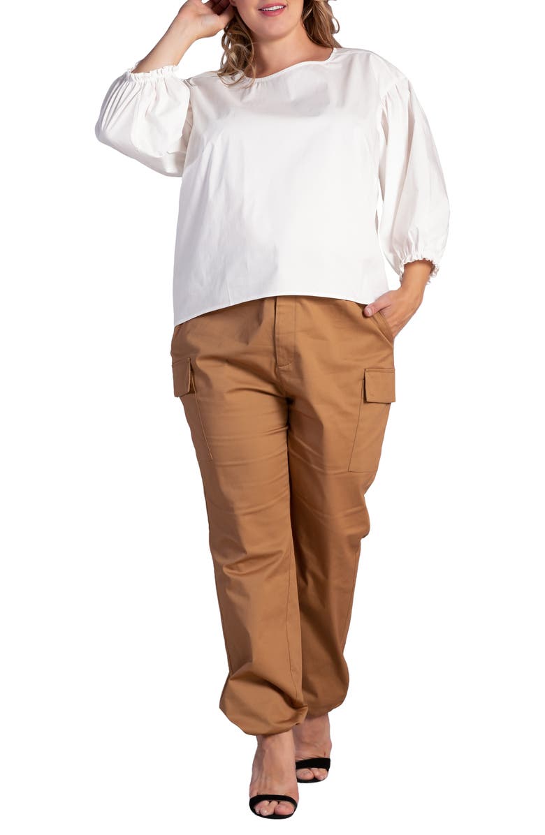 Standards & Practices Saber Balloon Sleeve Blouse, Alternate, color, Off White