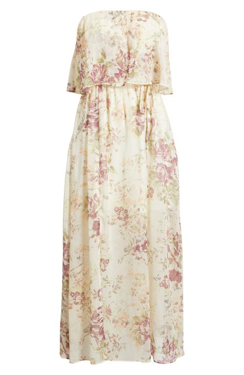 Chelsea28 Tie Waist Strapless Chiffon Maxi Dress In Neutral