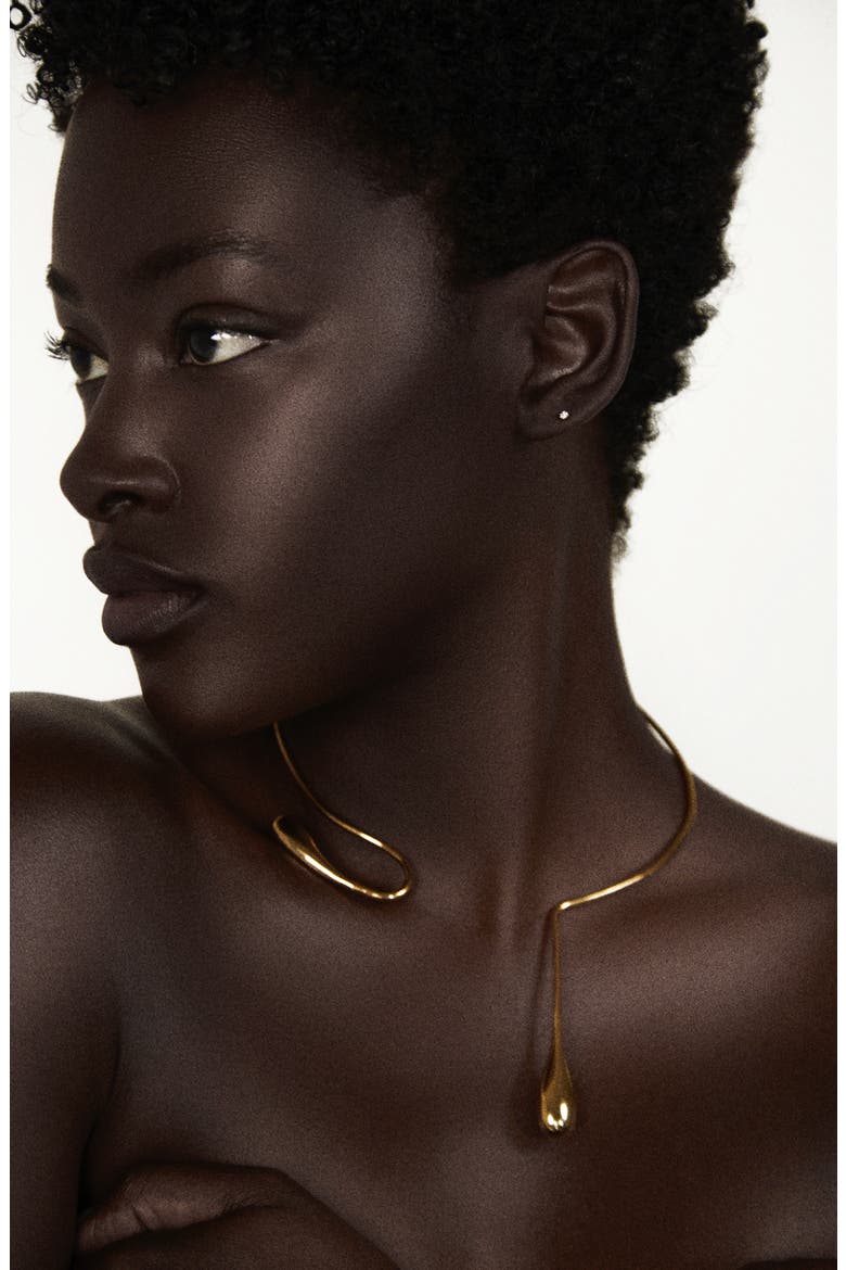 CyberVanguard Water Drop Necklace, Alternate, color, Gold