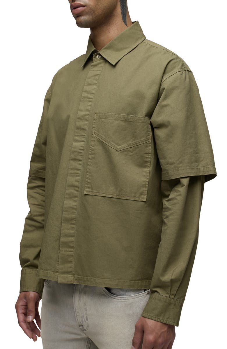 Hudson Jeans Rex Layered Look Button-Up Shirt, Alternate, color, Martini