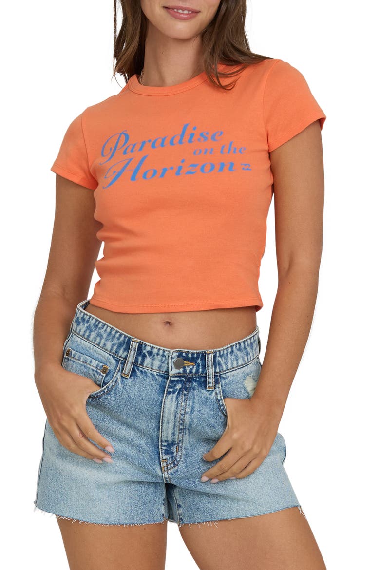 Paradise Horizon Cotton Graphic Baby Tee, Main, color, SAFFRON