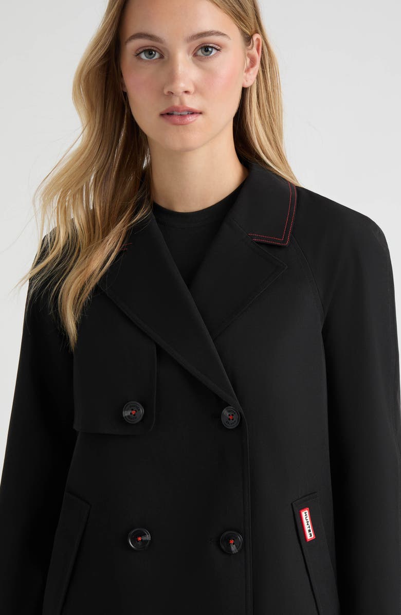 Hunter Tina Double Breasted Short Trench Coat, Alternate, color, Black