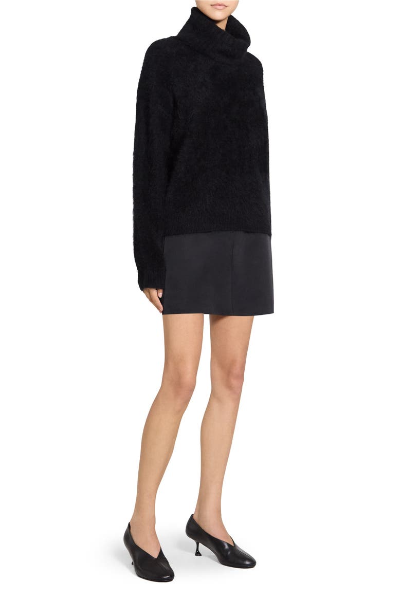 Merino Wool & Brushed Cashmere Turtleneck Sweater, Alternate, color, BLACK - 001