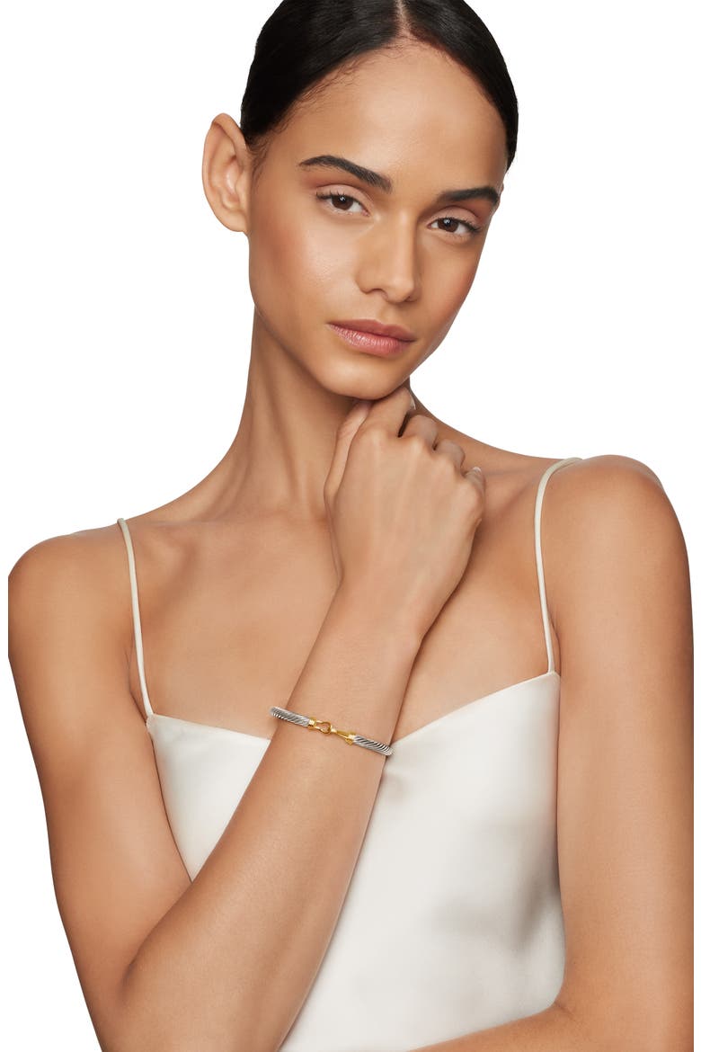 Buckle Classic Cable Bracelet in Sterling Silver with 14K Yellow Gold, 5mm, Alternate, color, TWO TONE