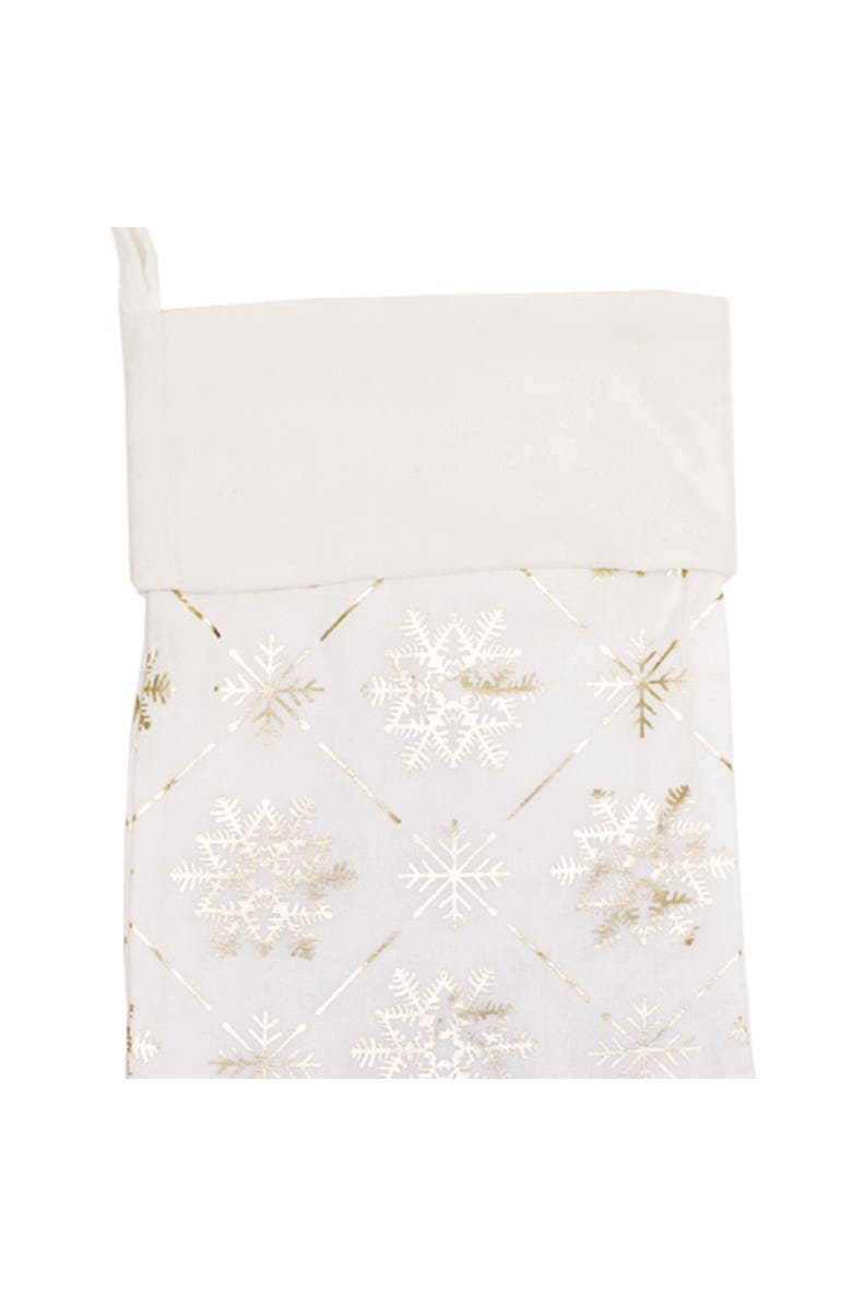 C&F Home 20" White & Gold Foil Snowflakes Hanging Large Christmas XMAS Stocking, Alternate, color, Gold
