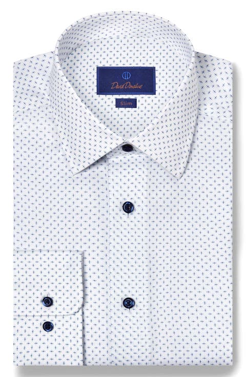 Slim Fit Neat Stretch Cotton Dress Shirt