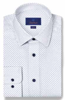 David Donahue Slim Fit Neat Stretch Cotton Dress Shirt