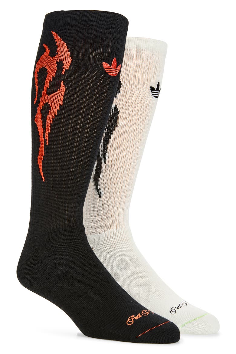 Graphic Crew Socks, Main, color, OFF WHITE