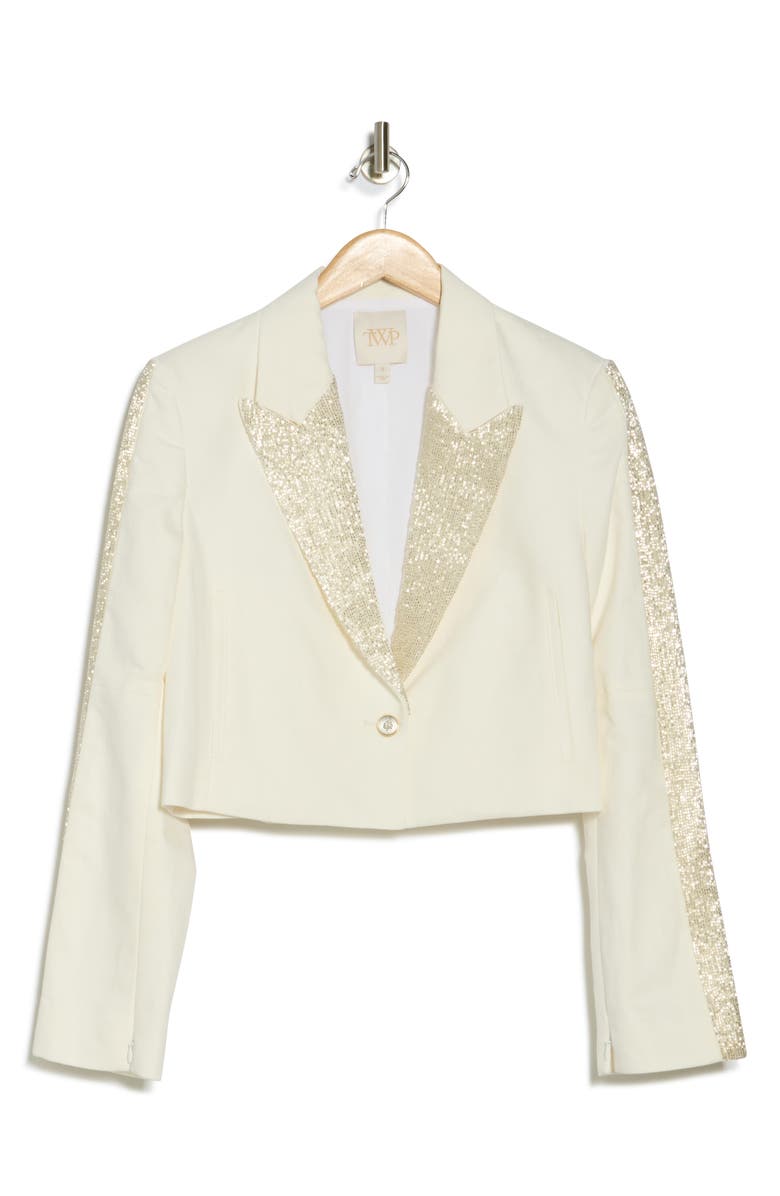 TWP My Former Better Half Sequin Crop Blazer, Alternate, color, White