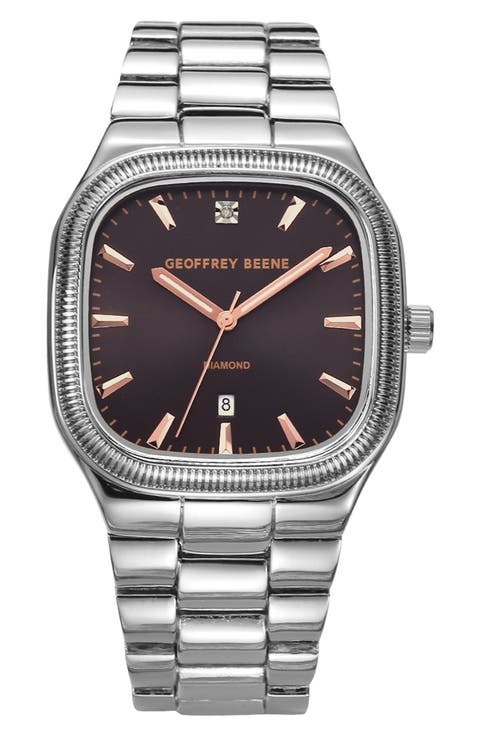 Textured Bezel Diamond Bracelet Watch, 41mm