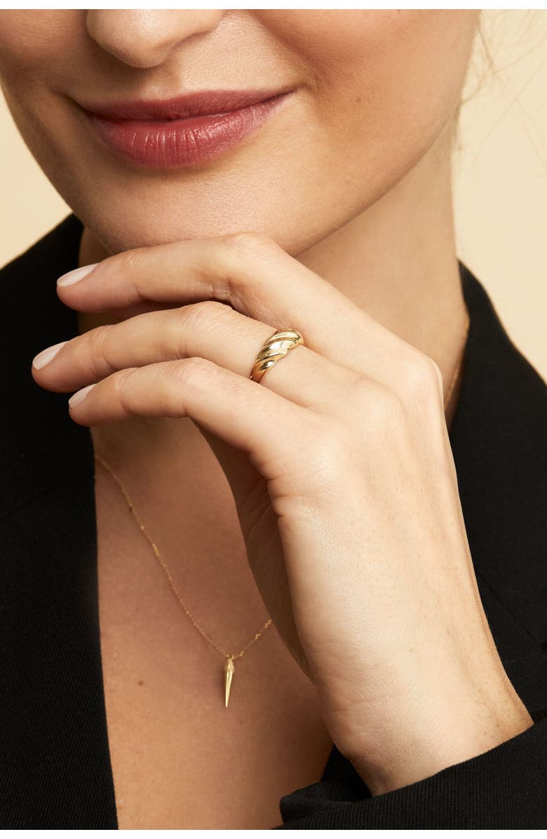 Oradina 10K Yellow Gold Greek Retro Dome Ring, Alternate, color, Yellow Gold