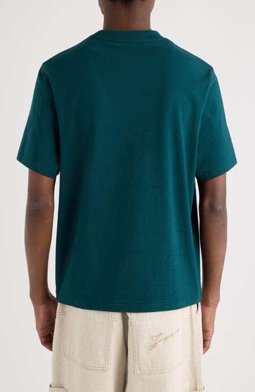 Jacquemus Mens Club Dark Green Embroidered-print Long-sleeve Cotton Shirt In Green
