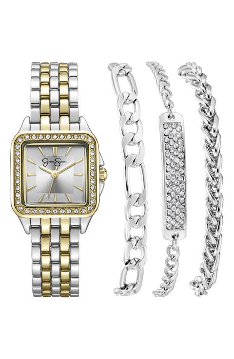 Two-Tone Bracelet Watch Set