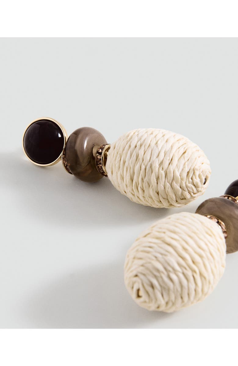MANGO Raffia Drop Earrings, Alternate, color, Beige