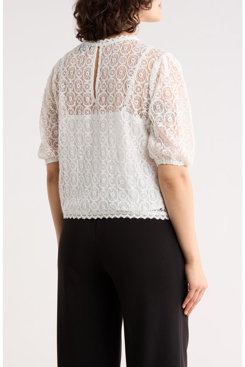 Lace Puffed Sleeve Top, Alternate, color, VINTAGE IVORY