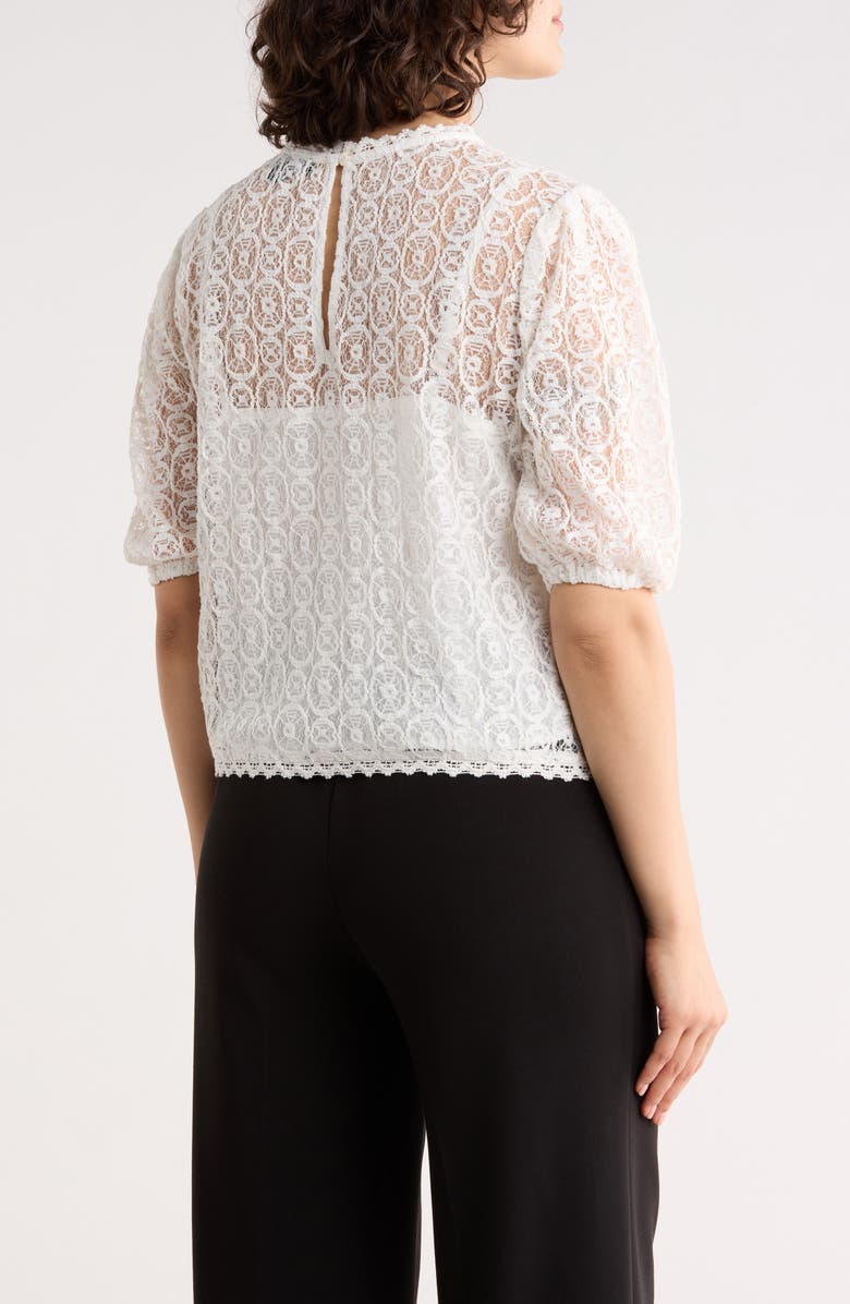 Sanctuary Lace Puffed Sleeve Top, Alternate, color, Vintage Ivory