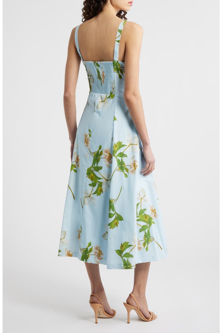 Floral Square Neck Cotton Dress, Alternate, color, BLUE MULTI