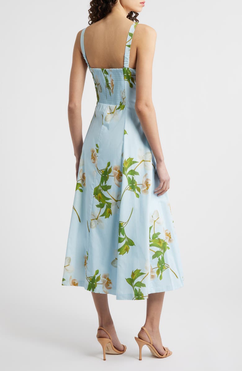 Julia Jordan Floral Square Neck Cotton Dress, Alternate, color, Blue Multi