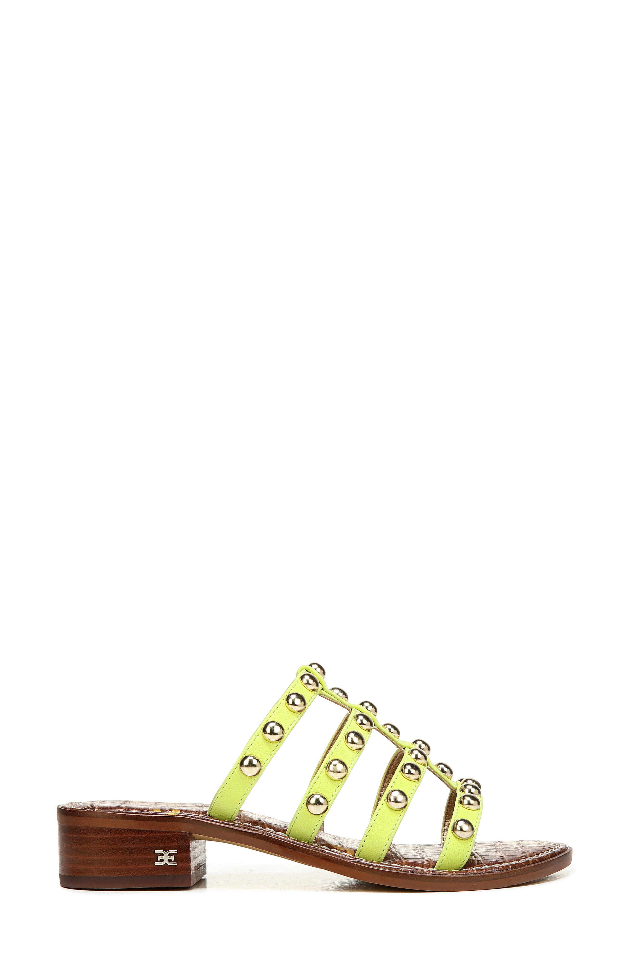 Juniper Studded Gladiator Slide Sandal, Alternate, color, LIME COCKTAIL LEATHER