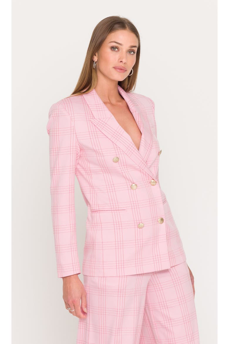 Joselle Windowpane Suiting Blazer, Alternate, color, Pink/Red Plaid