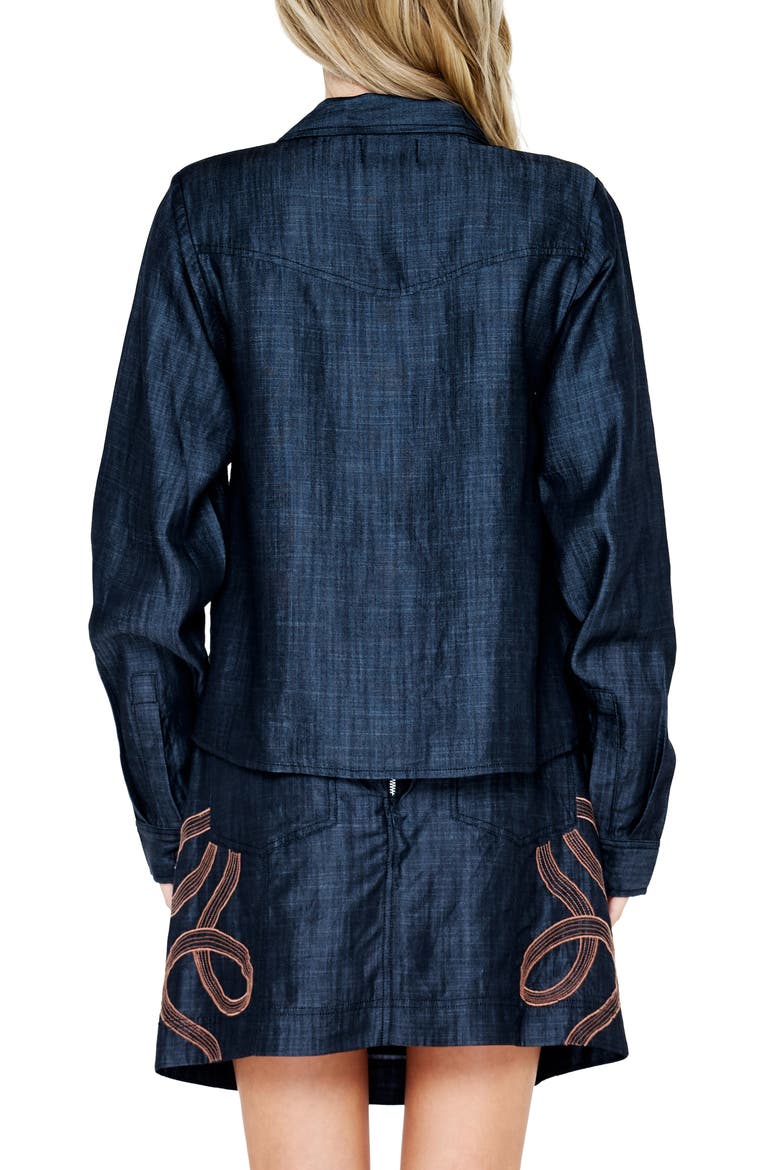 Julianna Embroidered Tencel® Lyocell Shirt, Alternate, color, CHARCOAL