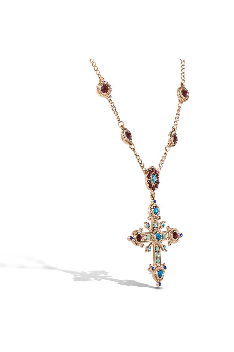 Crystal Gold-Tone Cross Pendant Necklace, Alternate, color, Gold