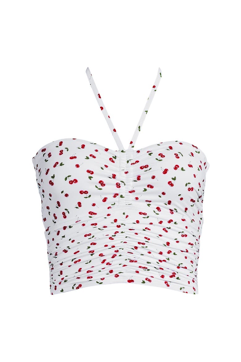 Womens Ruched Halter Tankini Top, Alternate, color, Cherry Jam Cherries/White