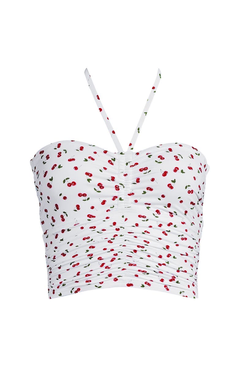 Lands' End Womens Ruched Halter Tankini Top, Alternate, color, Cherry Jam Cherries/White