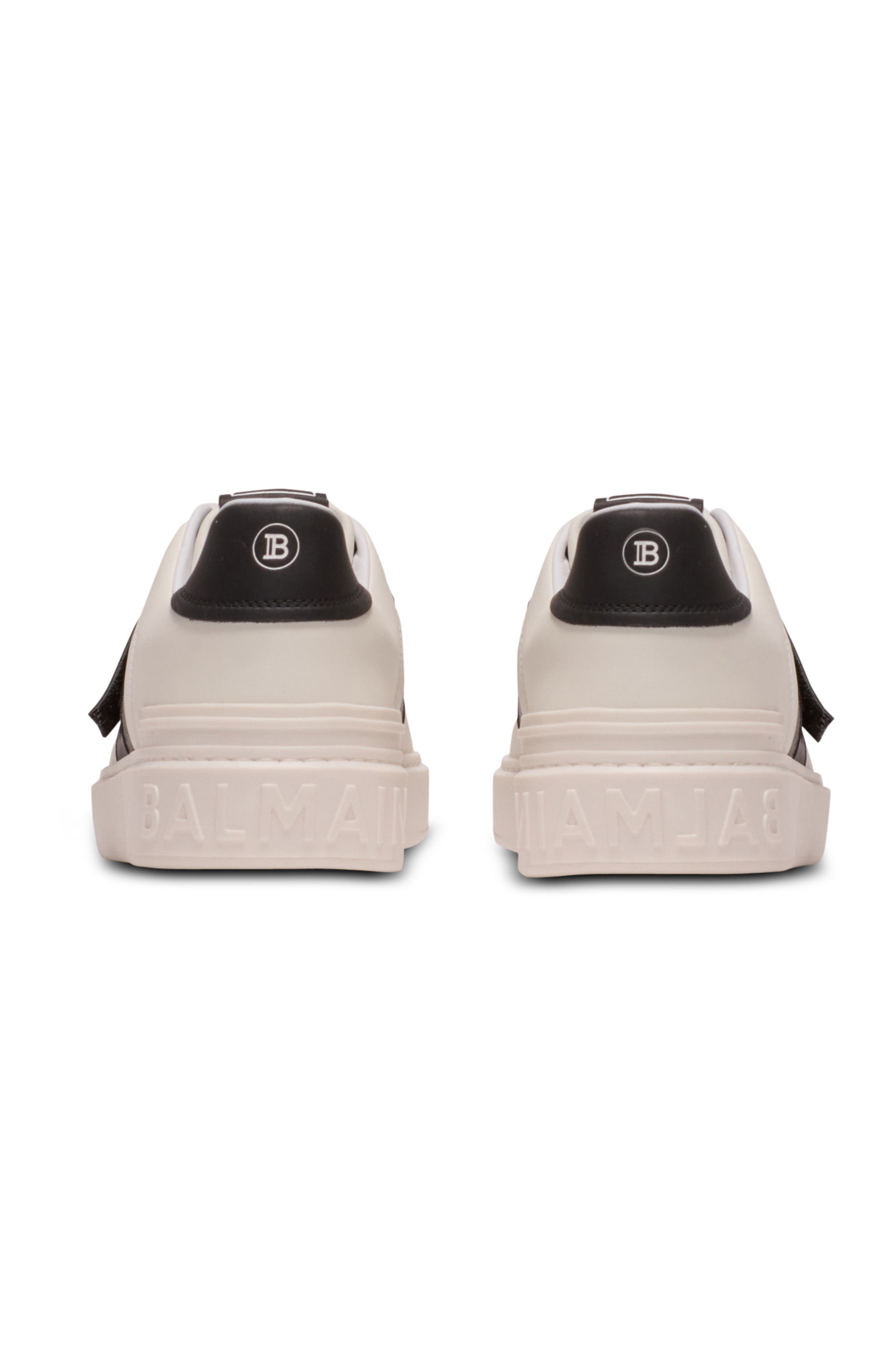 Balmain Calfskin B-Court trainers with PB tongue, Alternate, color, White