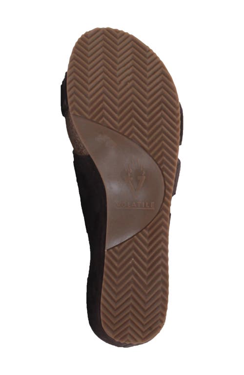 Volatile Remini Platform Wedge Slide Sandal In Brown Suede