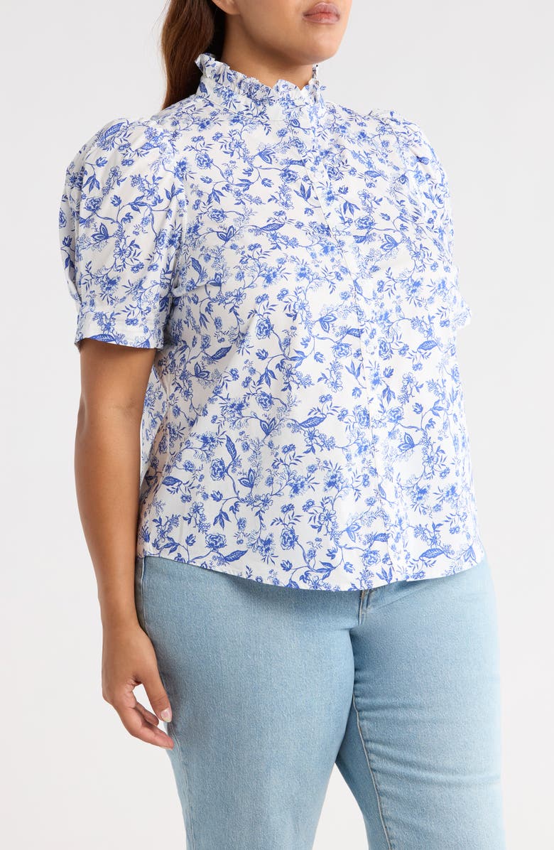 SUGARLIPS Kearny Floral Print Top, Alternate, color, White/ Blue/ Multi