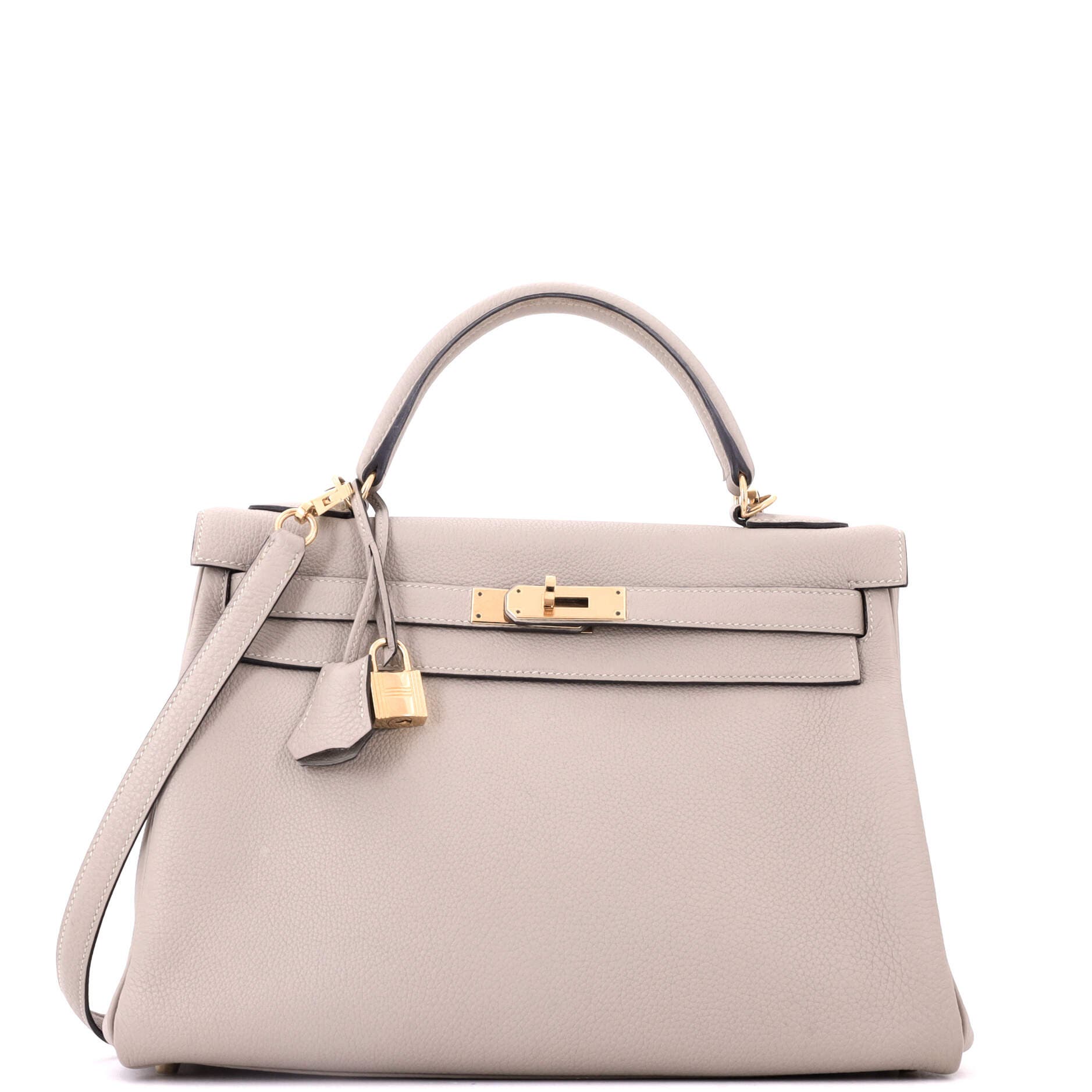 Kelly Handbag Grey Togo with Gold Hardware 28, Main, color, Grey