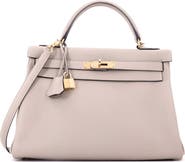 Pre-Owned Hermes Kelly Handbag Grey Togo with Gold Hardware 28