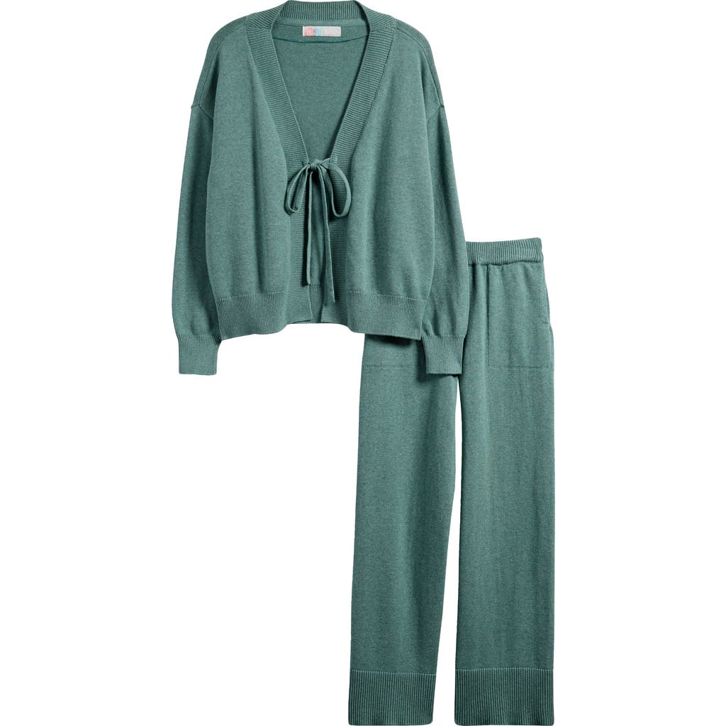 Shop Free People Solar Cardigan & Pants Set In Pine Heater